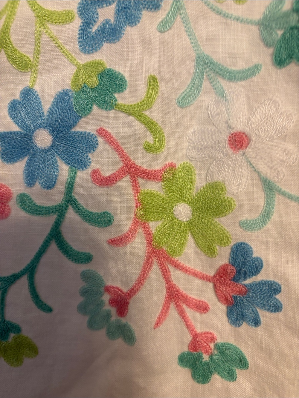 Sigrid Olsen White Linen Tunic with Pink, Blue & Green Embroidery - Picture 3 of 4